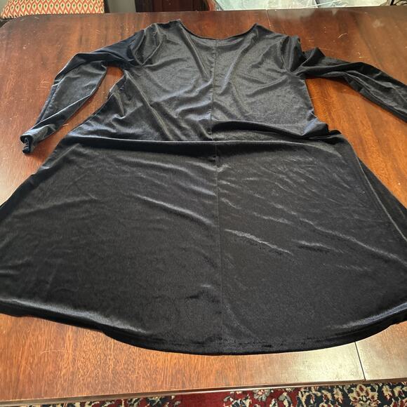 Old Navy Black Velvet Swing Dress SZ Large Whimsigoth Dark Romantic Long Sleeve - Picture 9 of 9